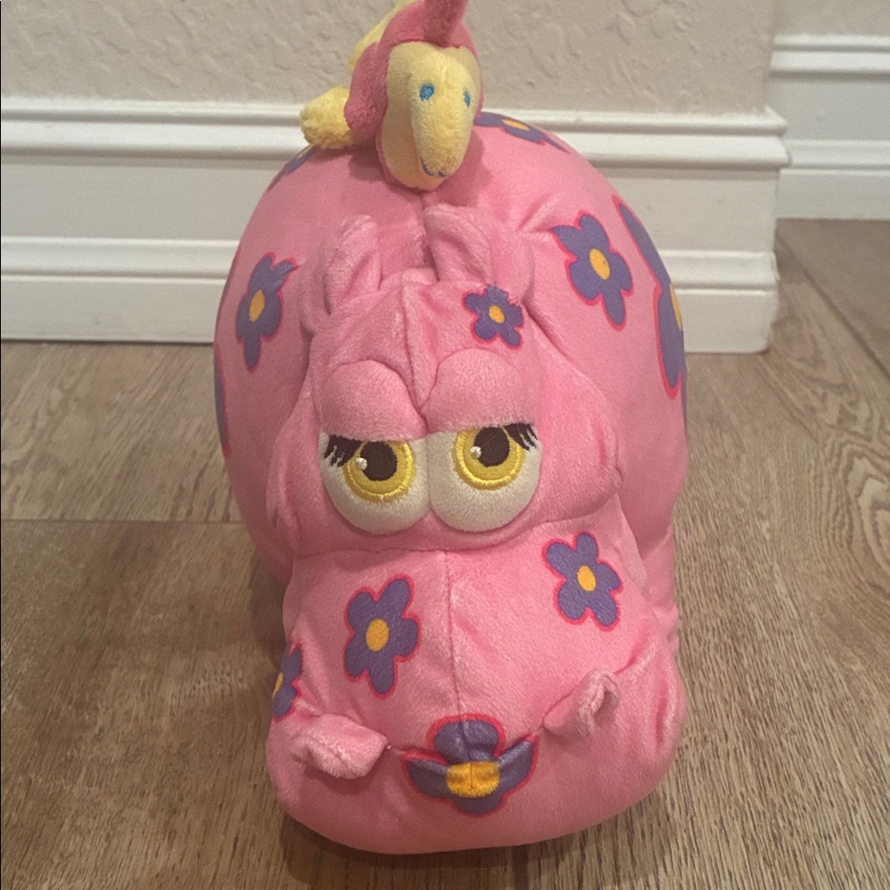 Disney Pink Plush Hippopotamus with Purple Flower Accents